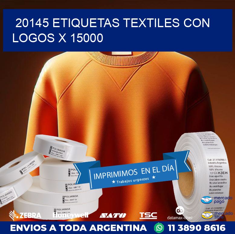 20145 ETIQUETAS TEXTILES CON LOGOS X 15000