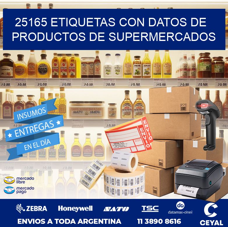 25165 ETIQUETAS CON DATOS DE PRODUCTOS DE SUPERMERCADOS