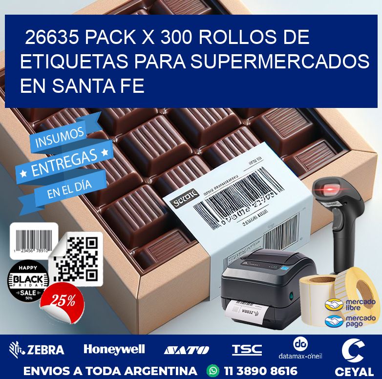 26635 PACK X 300 ROLLOS DE ETIQUETAS PARA SUPERMERCADOS EN SANTA FE