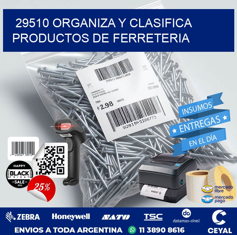 29510 ORGANIZA Y CLASIFICA PRODUCTOS DE FERRETERIA