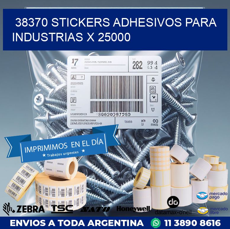 38370 STICKERS ADHESIVOS PARA INDUSTRIAS X 25000