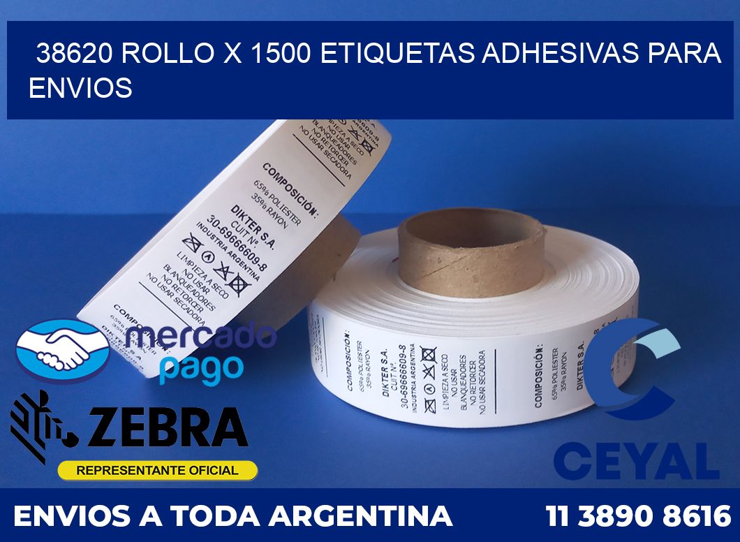 38620 ROLLO X 1500 ETIQUETAS ADHESIVAS PARA ENVIOS