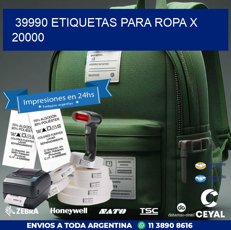 39990 ETIQUETAS PARA ROPA X 20000