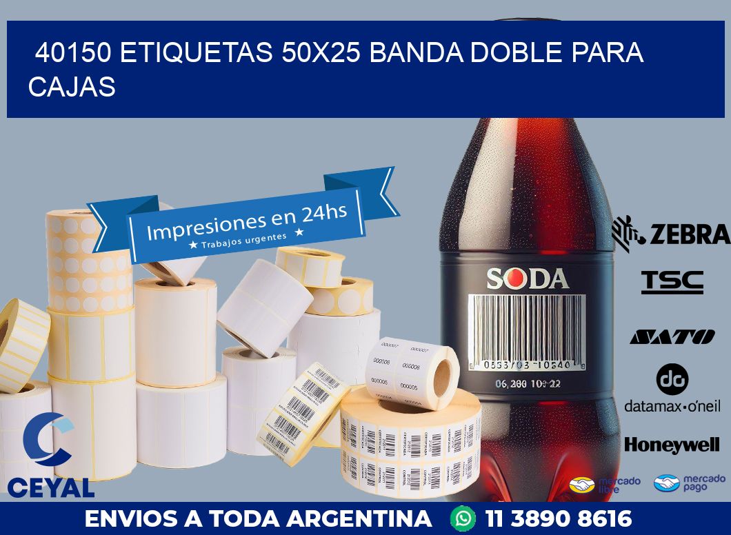 40150 ETIQUETAS 50X25 BANDA DOBLE PARA CAJAS