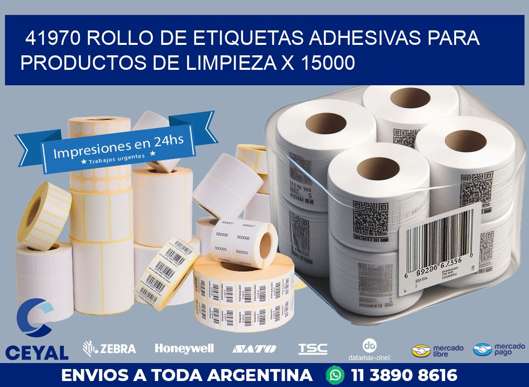 41970 ROLLO DE ETIQUETAS ADHESIVAS PARA PRODUCTOS DE LIMPIEZA X 15000
