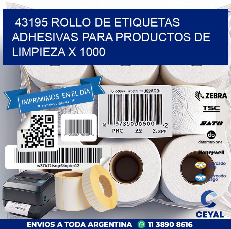 43195 ROLLO DE ETIQUETAS ADHESIVAS PARA PRODUCTOS DE LIMPIEZA X 1000