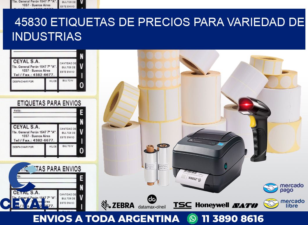 45830 ETIQUETAS DE PRECIOS PARA VARIEDAD DE INDUSTRIAS