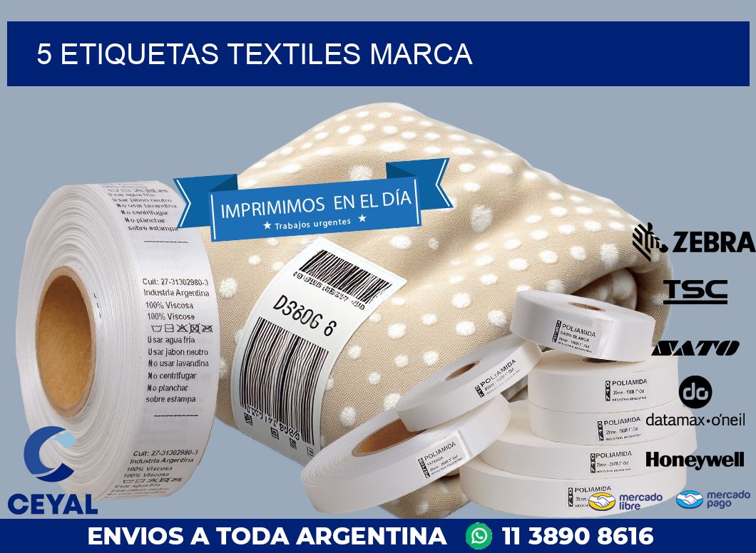 5 ETIQUETAS TEXTILES MARCA