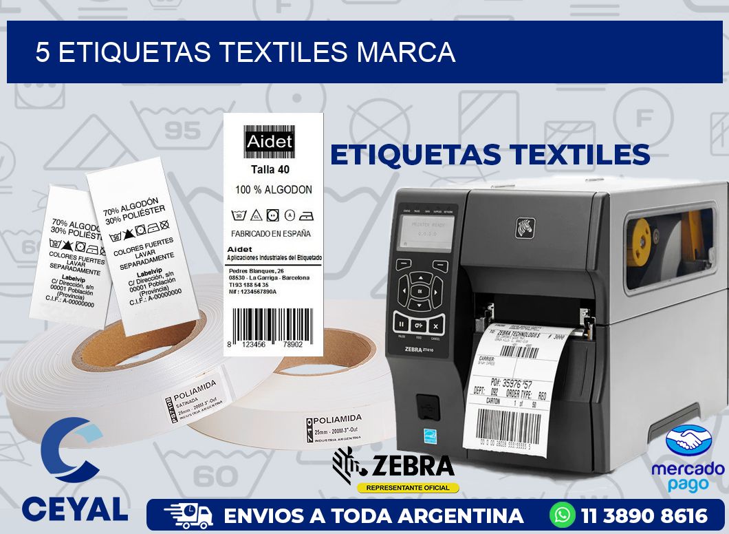 5 ETIQUETAS TEXTILES MARCA