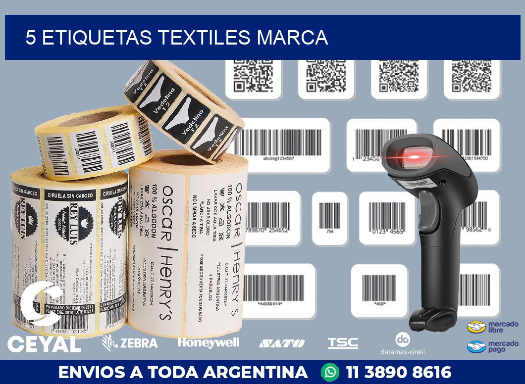 5 ETIQUETAS TEXTILES MARCA