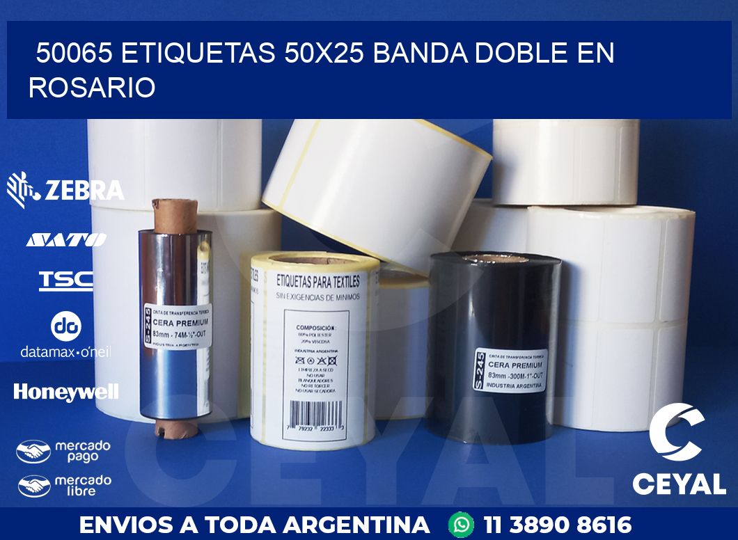 50065 ETIQUETAS 50X25 BANDA DOBLE EN ROSARIO