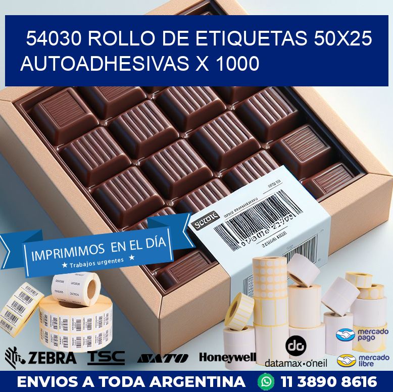 54030 ROLLO DE ETIQUETAS 50X25 AUTOADHESIVAS X 1000