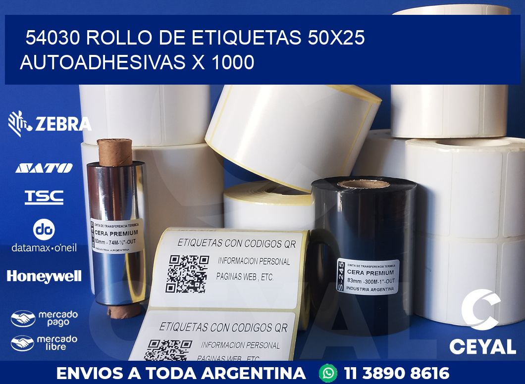 54030 ROLLO DE ETIQUETAS 50X25 AUTOADHESIVAS X 1000