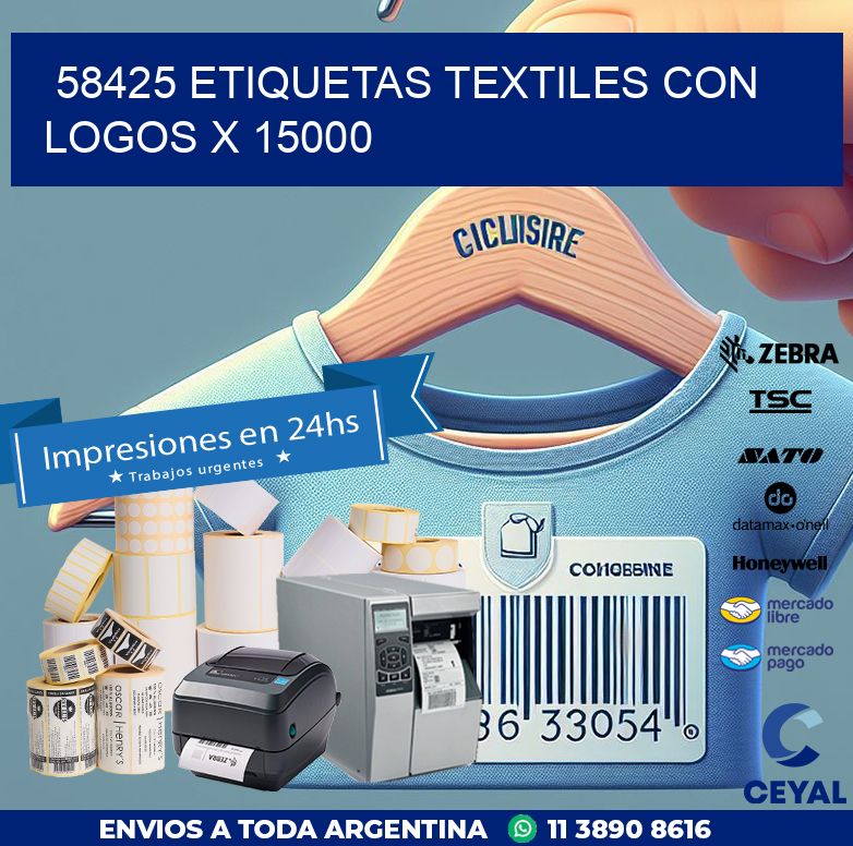 58425 ETIQUETAS TEXTILES CON LOGOS X 15000