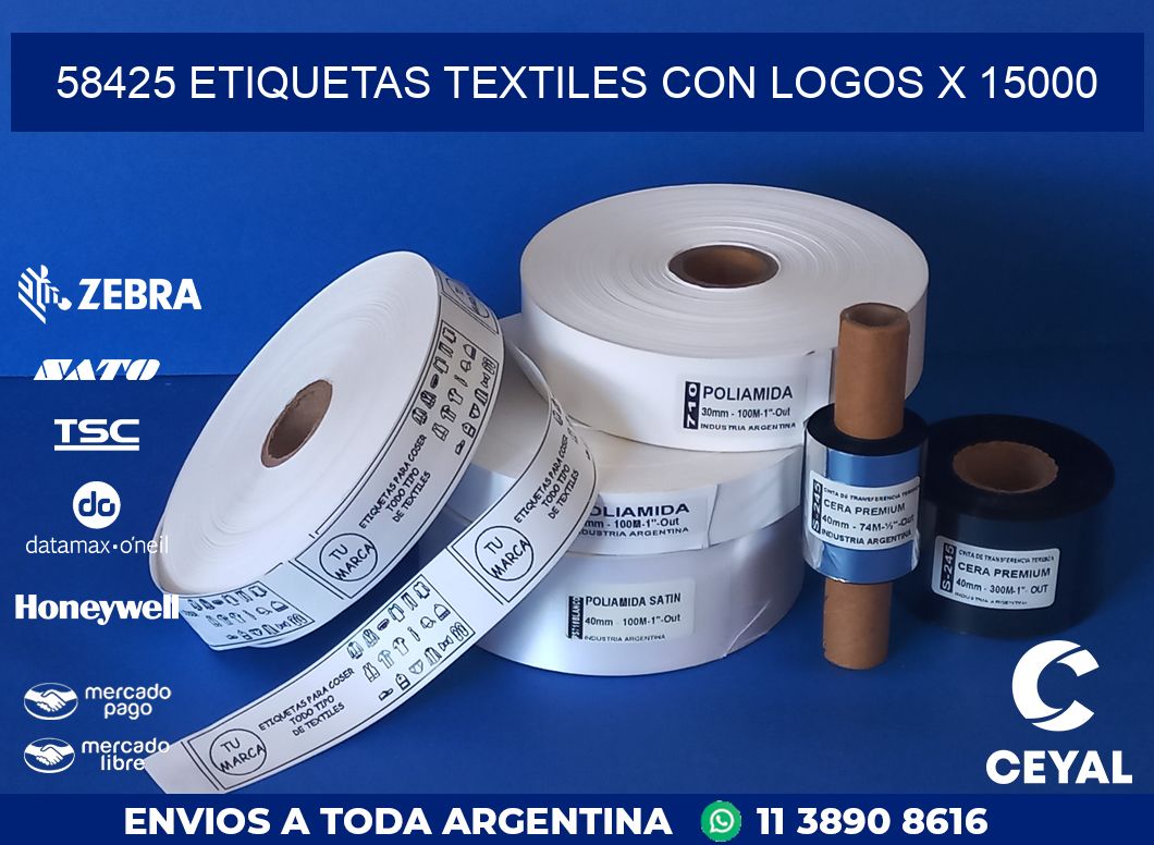 58425 ETIQUETAS TEXTILES CON LOGOS X 15000