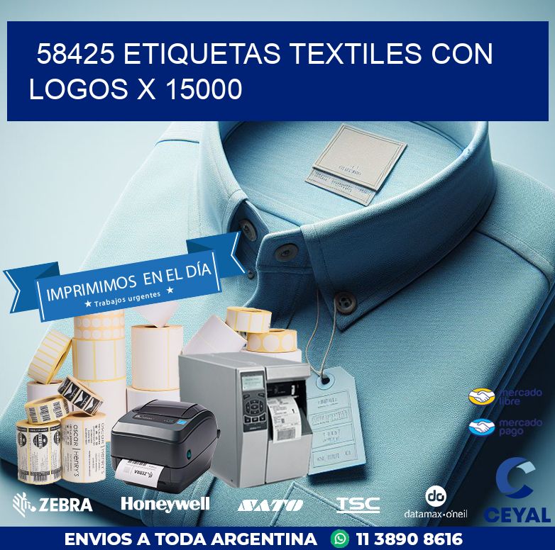 58425 ETIQUETAS TEXTILES CON LOGOS X 15000