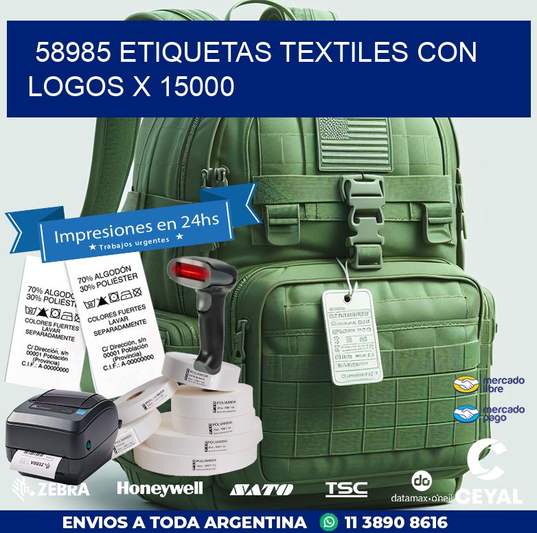 58985 ETIQUETAS TEXTILES CON LOGOS X 15000