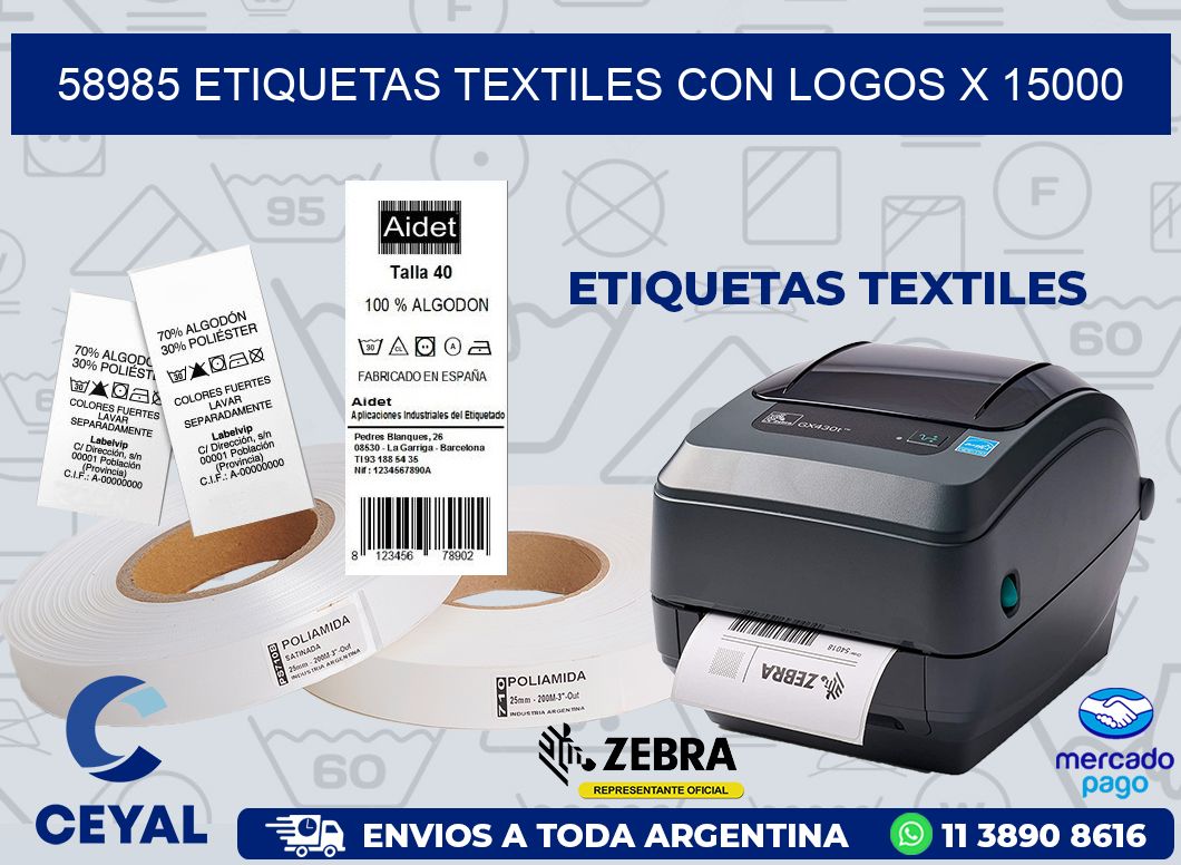 58985 ETIQUETAS TEXTILES CON LOGOS X 15000