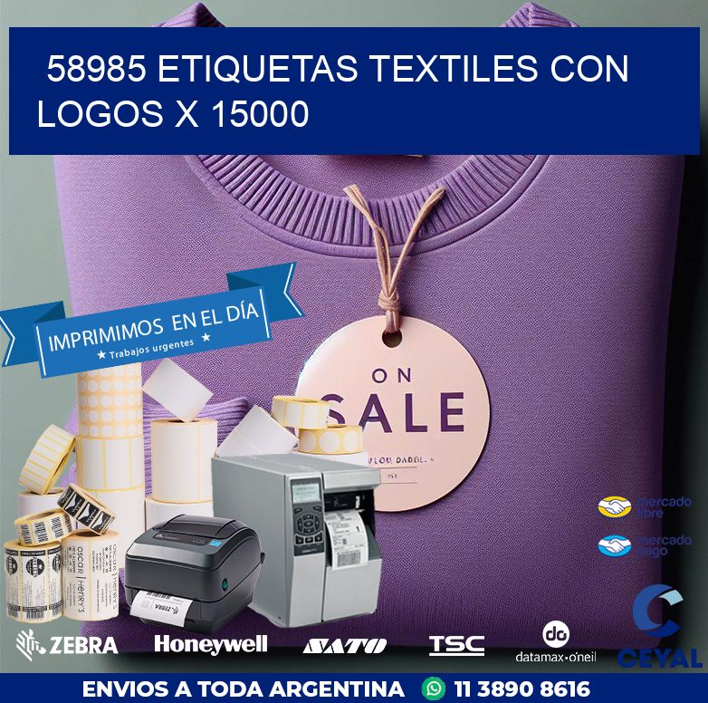 58985 ETIQUETAS TEXTILES CON LOGOS X 15000