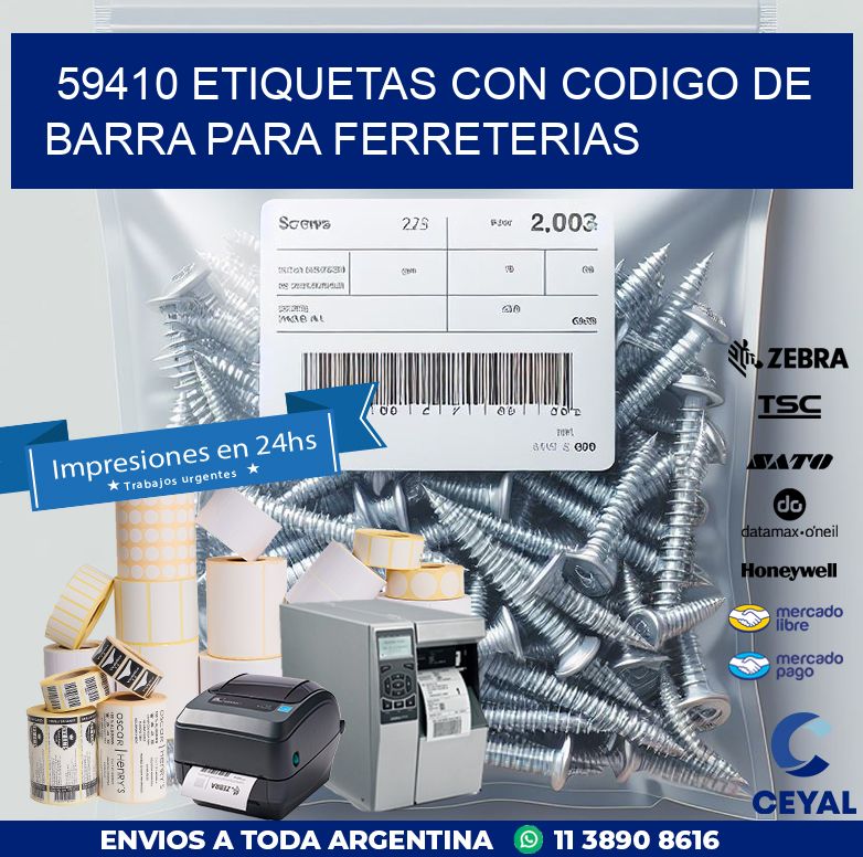 59410 ETIQUETAS CON CODIGO DE BARRA PARA FERRETERIAS