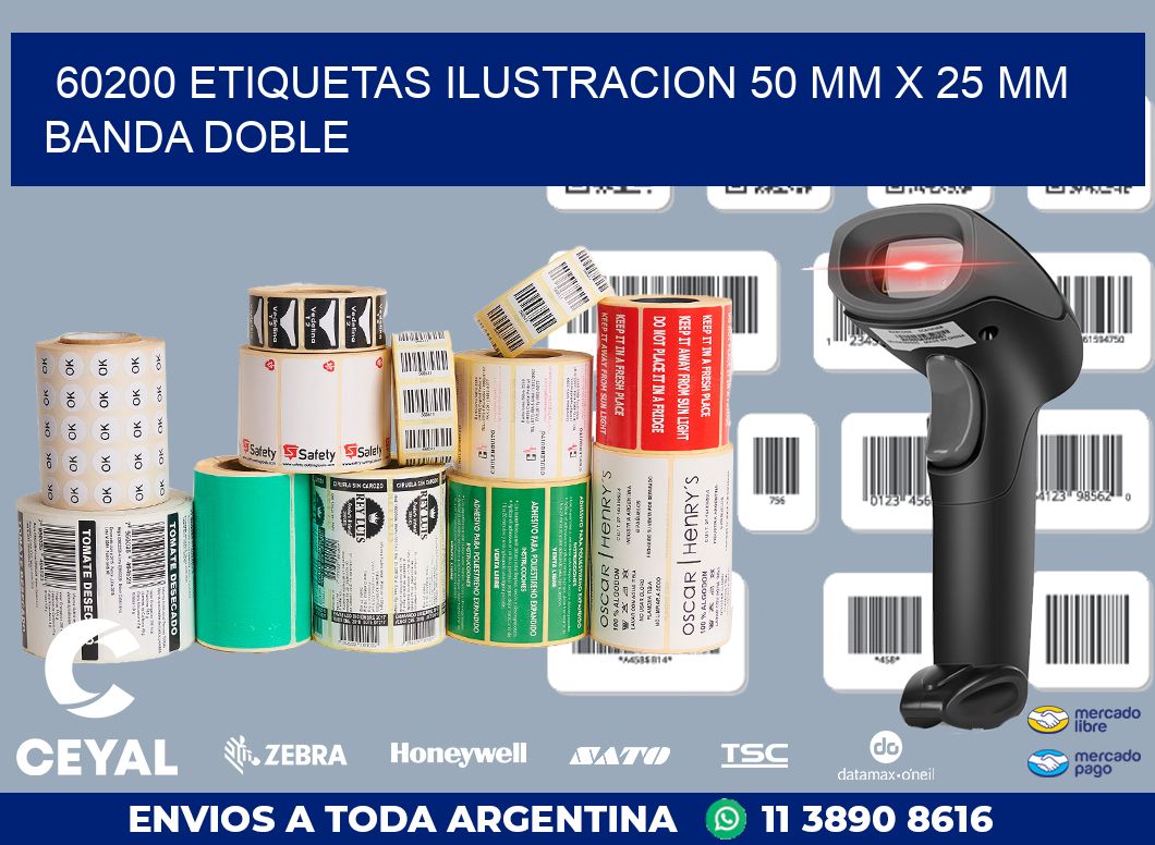 60200 ETIQUETAS ILUSTRACION 50 MM X 25 MM BANDA DOBLE