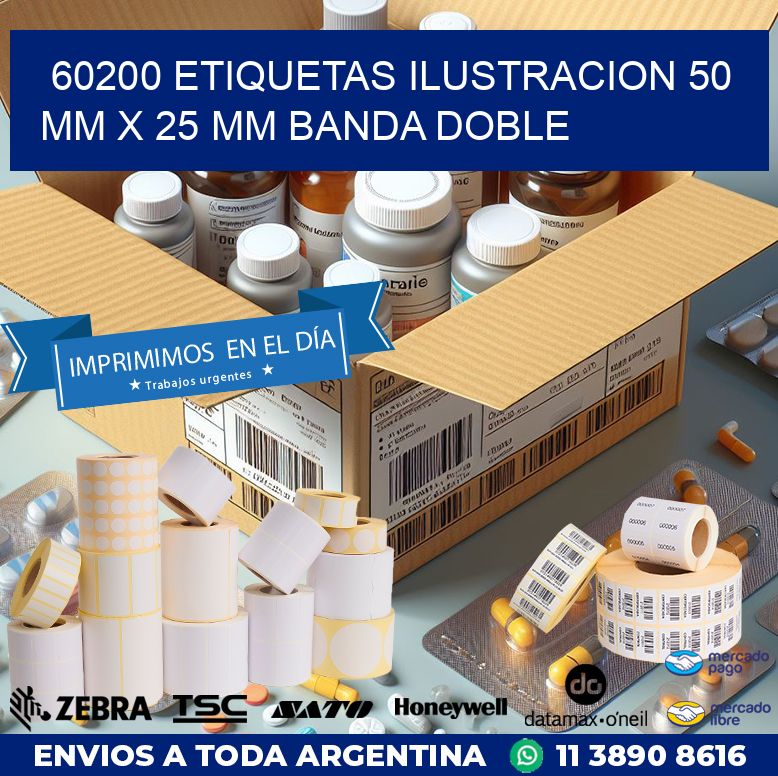 60200 ETIQUETAS ILUSTRACION 50 MM X 25 MM BANDA DOBLE
