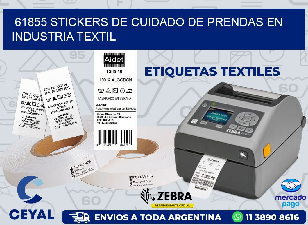 61855 STICKERS DE CUIDADO DE PRENDAS EN INDUSTRIA TEXTIL