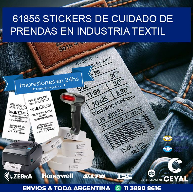 61855 STICKERS DE CUIDADO DE PRENDAS EN INDUSTRIA TEXTIL