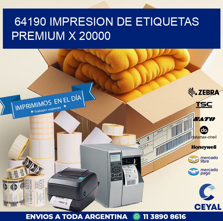 64190 IMPRESION DE ETIQUETAS PREMIUM X 20000