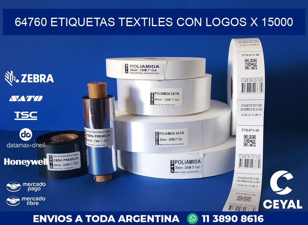 64760 ETIQUETAS TEXTILES CON LOGOS X 15000