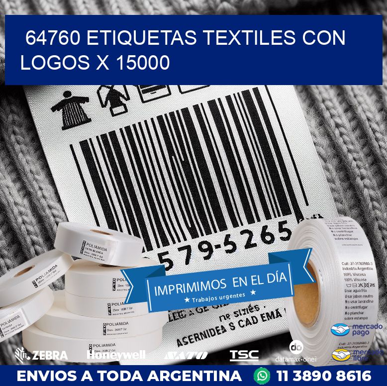 64760 ETIQUETAS TEXTILES CON LOGOS X 15000