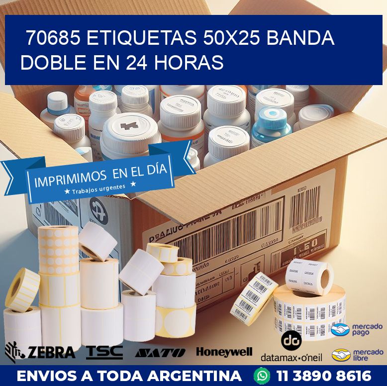 70685 ETIQUETAS 50X25 BANDA DOBLE EN 24 HORAS