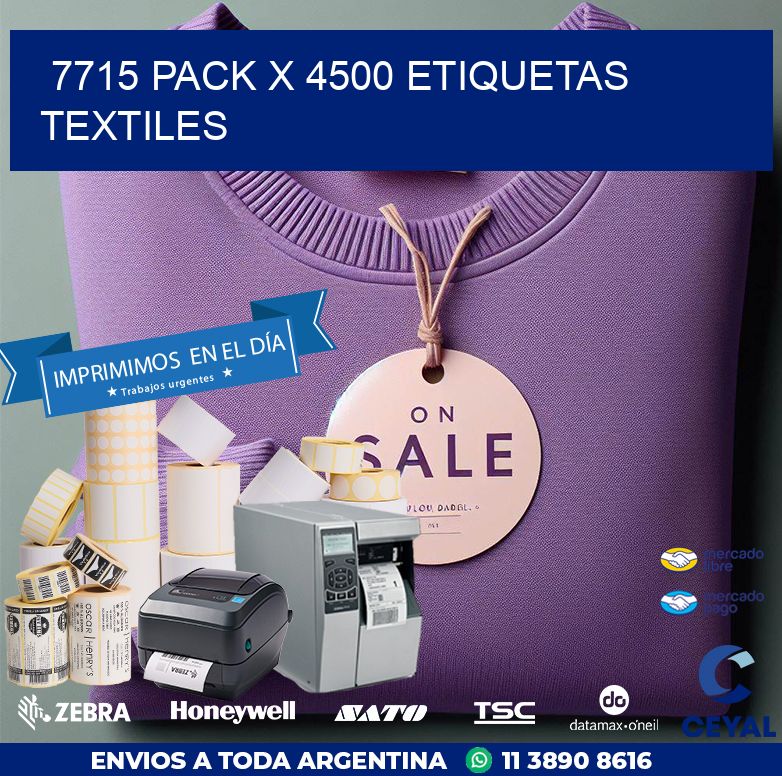 7715 PACK X 4500 ETIQUETAS TEXTILES