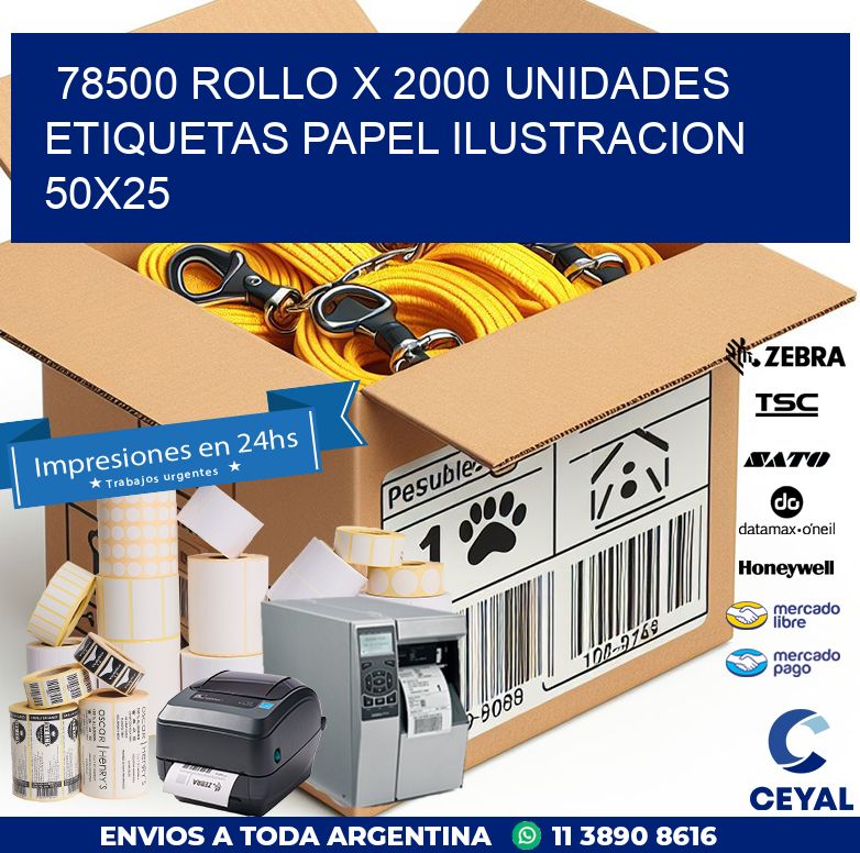 78500 ROLLO X 2000 UNIDADES ETIQUETAS PAPEL ILUSTRACION 50X25