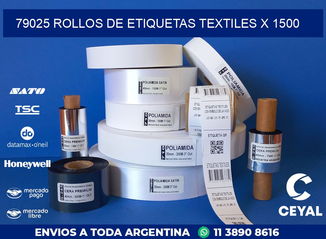 79025 ROLLOS DE ETIQUETAS TEXTILES X 1500