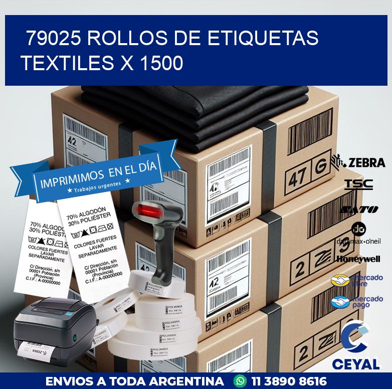 79025 ROLLOS DE ETIQUETAS TEXTILES X 1500