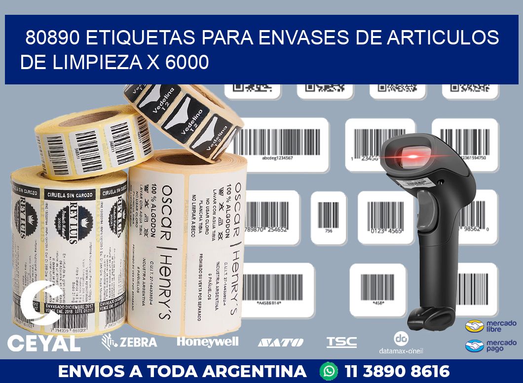 80890 ETIQUETAS PARA ENVASES DE ARTICULOS DE LIMPIEZA X 6000