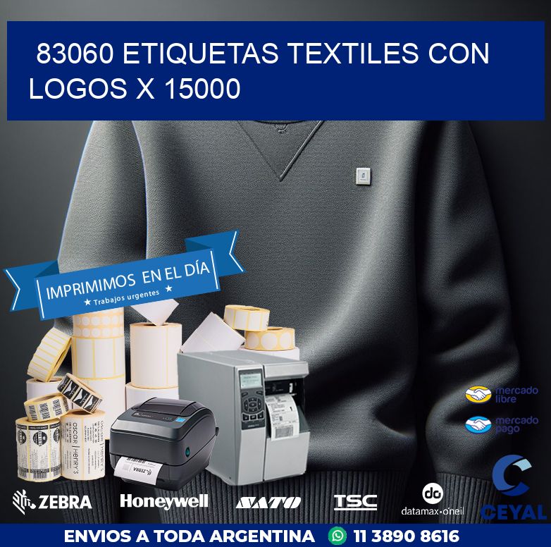 83060 ETIQUETAS TEXTILES CON LOGOS X 15000
