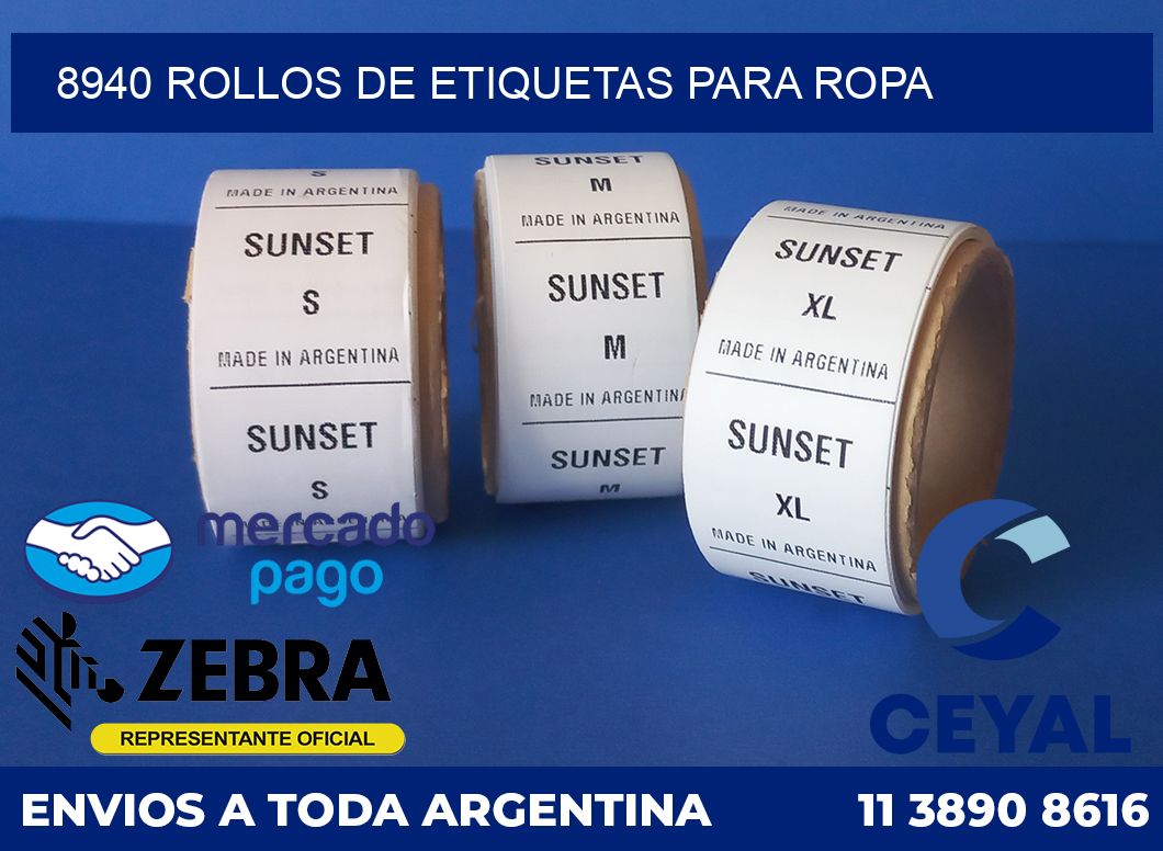 8940 ROLLOS DE ETIQUETAS PARA ROPA