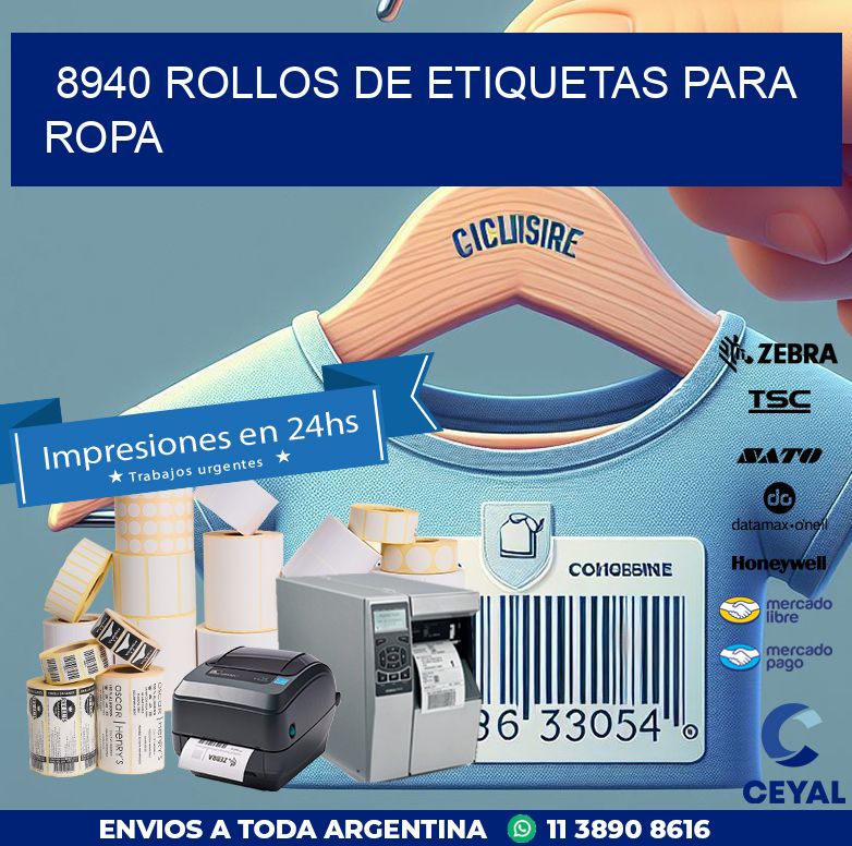 8940 ROLLOS DE ETIQUETAS PARA ROPA