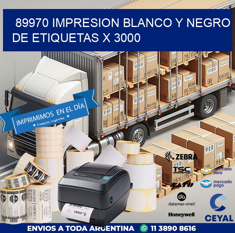 89970 IMPRESION BLANCO Y NEGRO DE ETIQUETAS X 3000