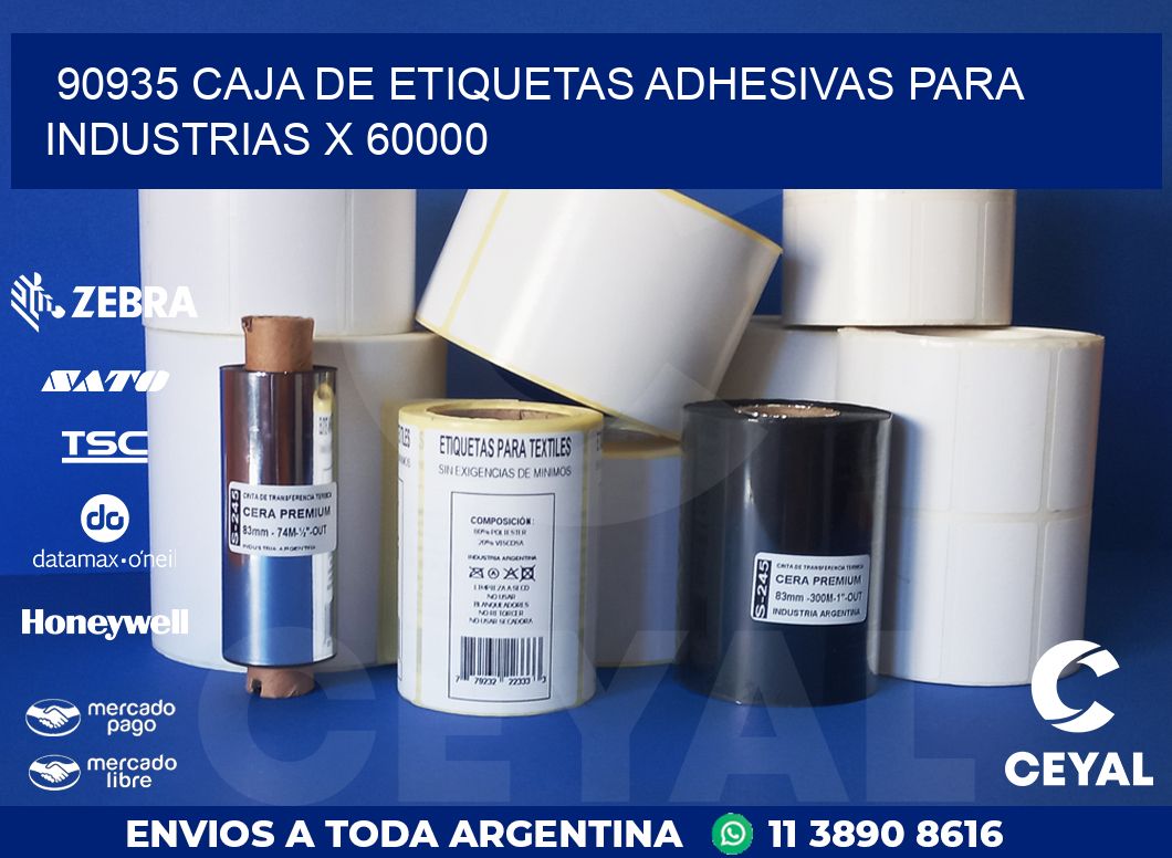 90935 CAJA DE ETIQUETAS ADHESIVAS PARA INDUSTRIAS X 60000