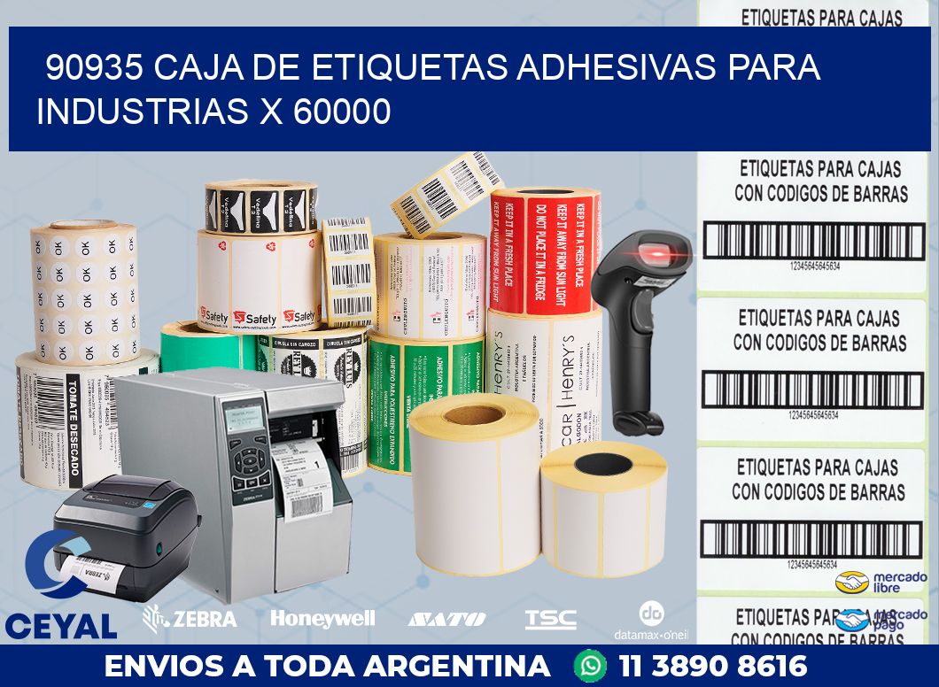 90935 CAJA DE ETIQUETAS ADHESIVAS PARA INDUSTRIAS X 60000