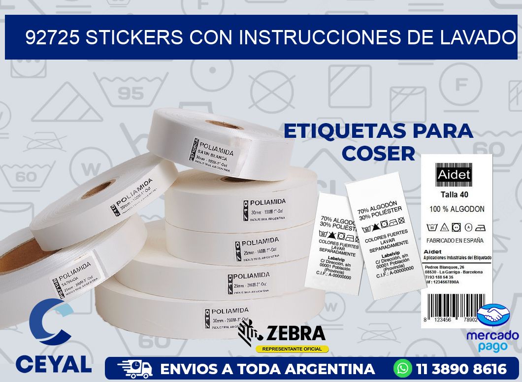 92725 STICKERS CON INSTRUCCIONES DE LAVADO