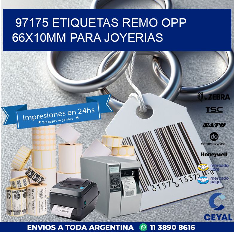 97175 ETIQUETAS REMO OPP 66X10MM PARA JOYERIAS