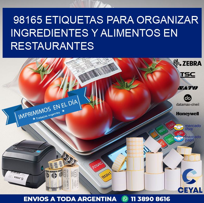 98165 ETIQUETAS PARA ORGANIZAR INGREDIENTES Y ALIMENTOS EN RESTAURANTES