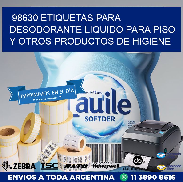 98630 ETIQUETAS PARA DESODORANTE LIQUIDO PARA PISO Y OTROS PRODUCTOS DE HIGIENE