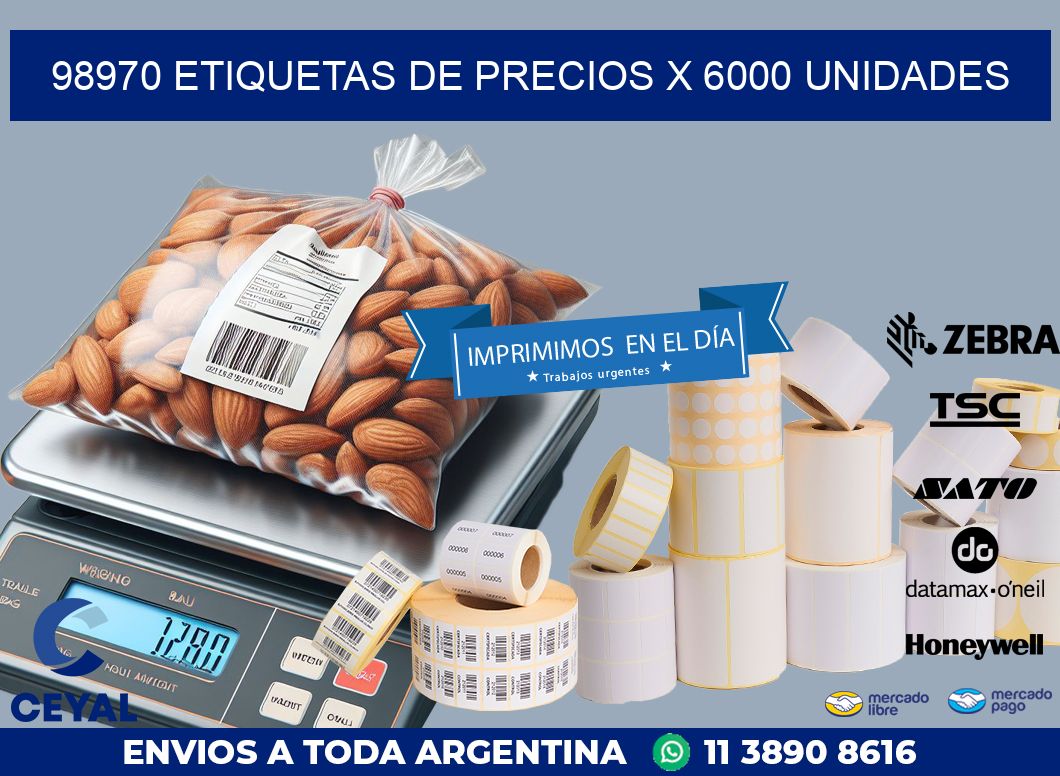 98970 ETIQUETAS DE PRECIOS X 6000 UNIDADES