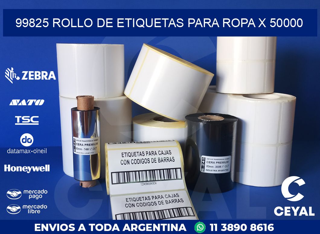 99825 ROLLO DE ETIQUETAS PARA ROPA X 50000