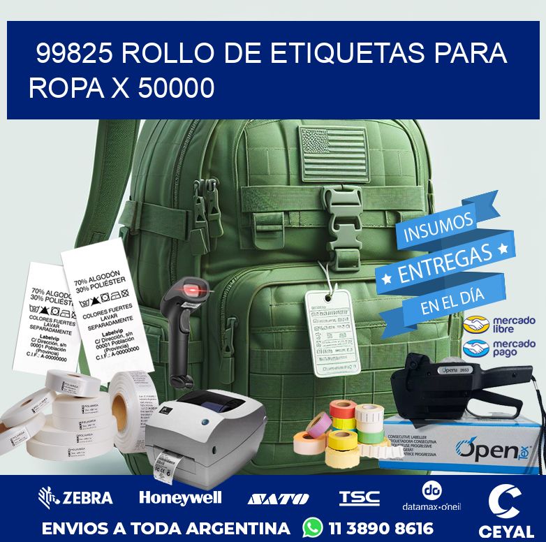 99825 ROLLO DE ETIQUETAS PARA ROPA X 50000